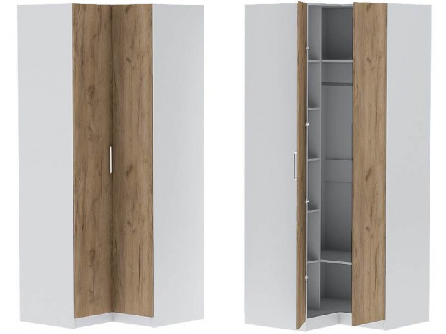 Шкаф угловой Иннэс-7 - Белый/Крафт золотой фото