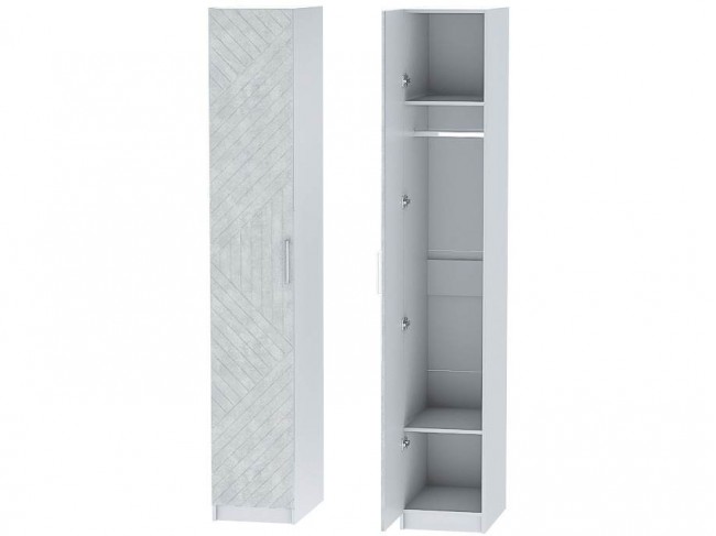 Шкаф-пенал №1 Иннэс-7 - Белый/Бетон снежный фото