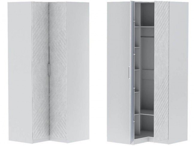 Шкаф угловой Иннэс-7 - Белый/Бетон снежный фото