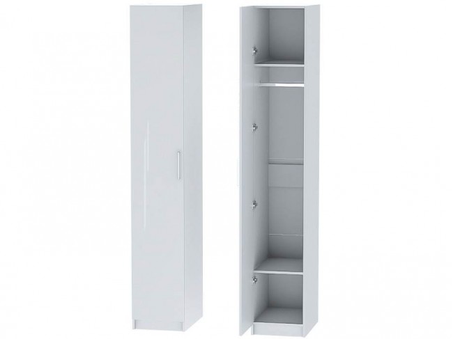 Шкаф-пенал №1 Иннэс-7 - Белый/Белый глянец фото