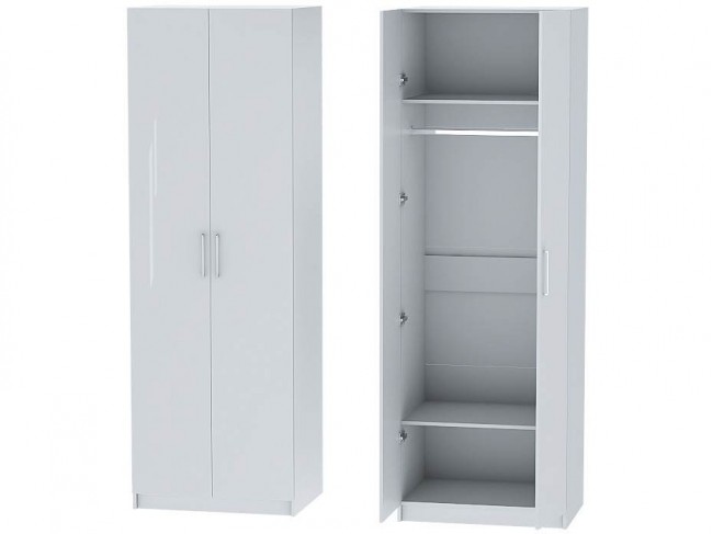 Шкаф двухдверный №1 Иннэс-7 - Белый/Белый глянец фото