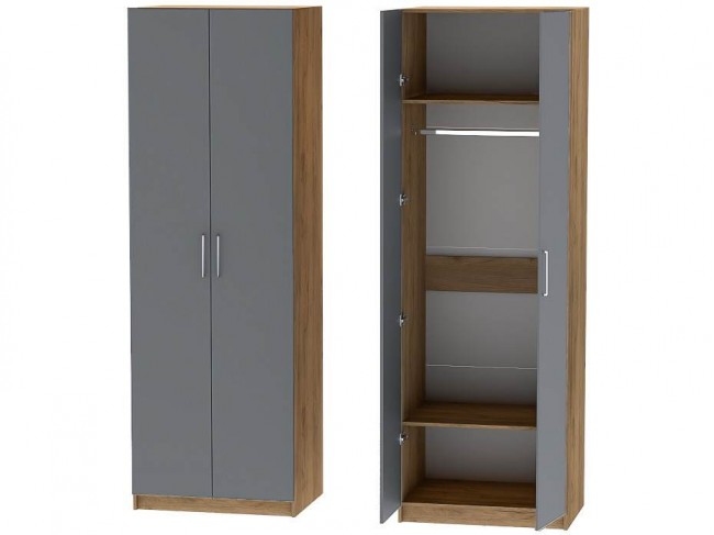 Шкаф двухдверный №1 Иннэс-7 - Крафт золотой/Графит фото