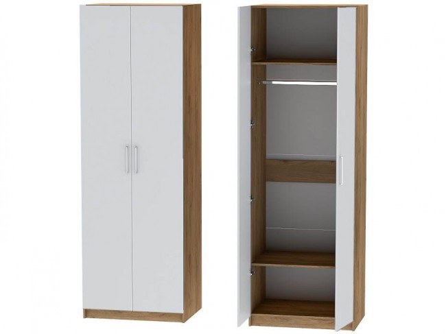 Шкаф двухдверный №1 Иннэс-7 - Крафт золотой/Белый фото