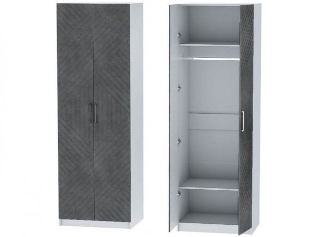 Шкаф двухдверный №1 Иннэс-7 - Белый/Бетон графит фото
