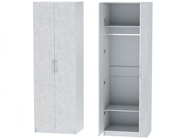 Шкаф двухдверный №1 Иннэс-7 - Белый/Бетон снежный фото