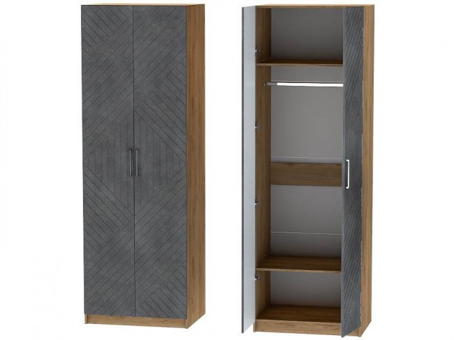 Шкаф двухдверный №1 Иннэс-7 - Крафт золотой/Бетон графит фото