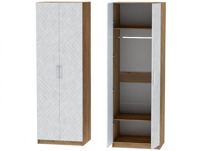 Шкаф двухдверный №1 Иннэс-7 - Крафт золотой/Бетон снежный фото