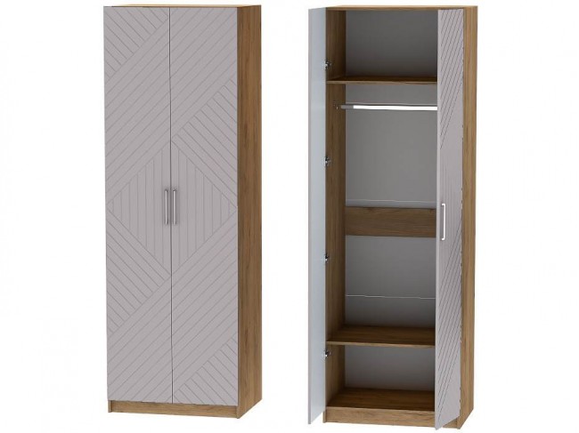 Шкаф двухдверный №1 Иннэс-7 - Крафт золотой/Грэй софт фото