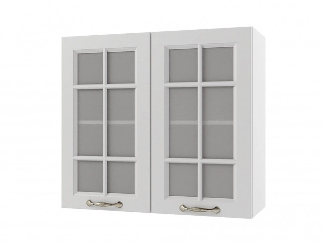 Шкаф навесной Мария со стеклом 800х720х300 Белый/ Белый фото
