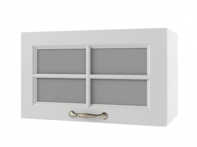 Шкаф навесной Мария горизонтальный со стеклом 600х360х300 Белый/ фото