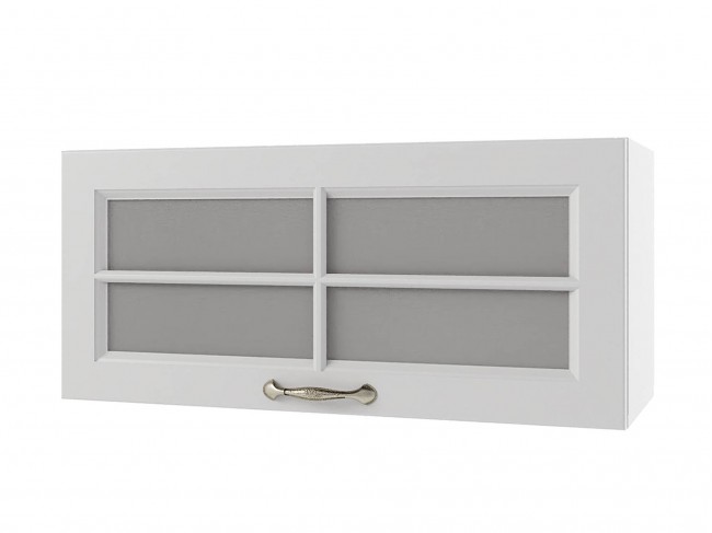 Шкаф навесной Мария горизонтальный со стеклом 800х360х300 Белый/ фото
