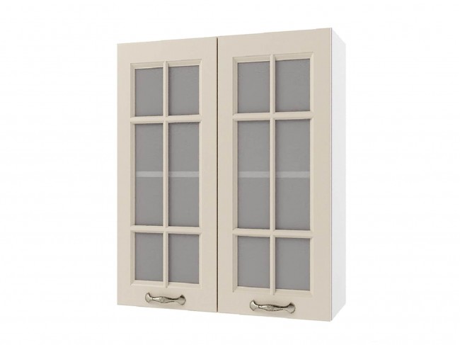 Шкаф навесной Мария со стеклом 600х720х300 Крем/ Белый фото