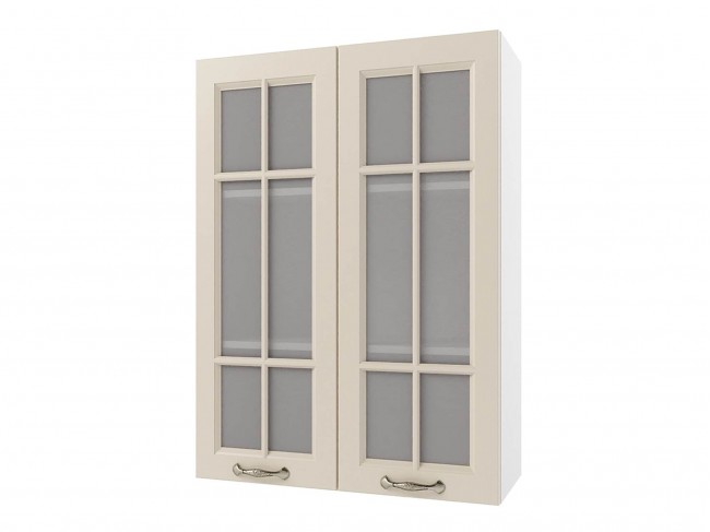 Шкаф навесной Мария высокий со стеклом 600х920х300 Крем/ Белый фото