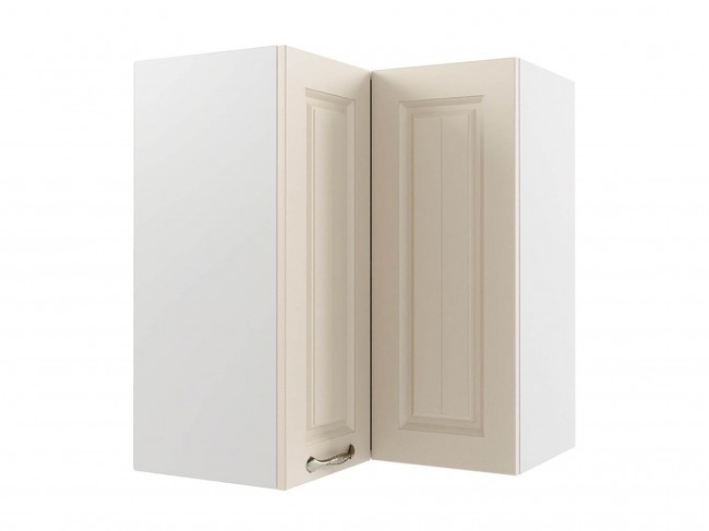 Шкаф навесной Мария угловой пенал 600х720х600 Крем/ Белый фото