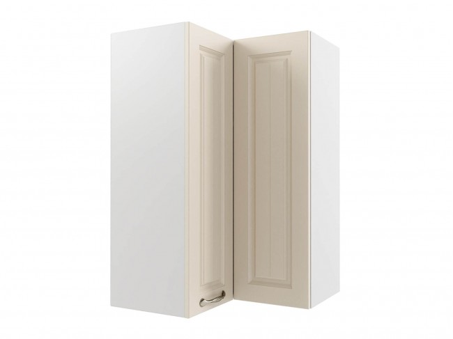 Шкаф навесной Мария угловой пенал высокий 600х920х600 Крем/ Белы фото