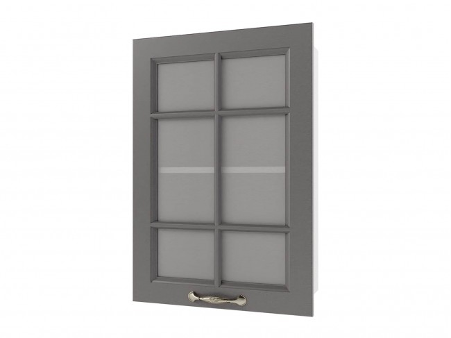 Шкаф навесной Мария со стеклом 400х720х300 Графит/ Белый фото