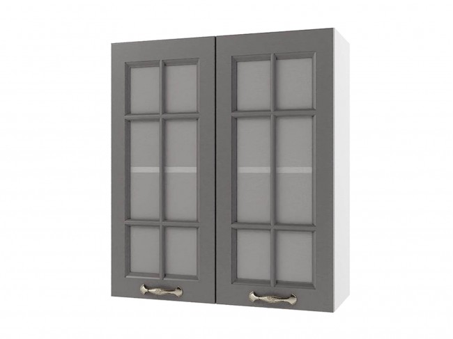 Шкаф навесной Мария со стеклом 600х720х300 Графит/ Белый фото