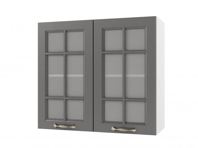 Шкаф навесной Мария со стеклом 800х720х300 Графит/ Белый фото