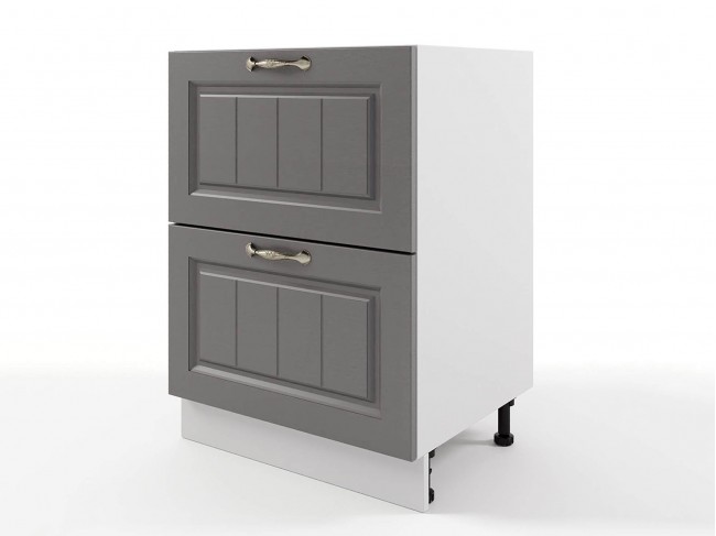 Шкаф напольный Мария с 2-мя ящиками 600х820х476 Графит/ Белый фото