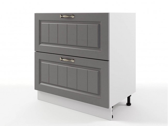 Шкаф напольный Мария с 2мя ящиками 800х820х476 Графит/ Белый фото