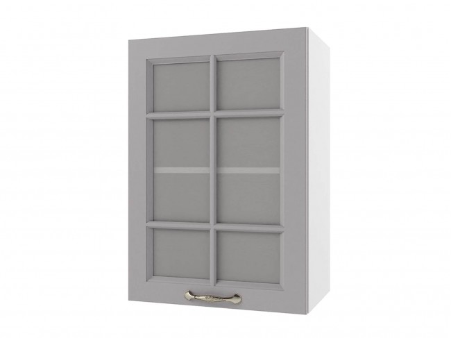 Шкаф навесной Мария со стеклом 500х720х300 Сталь/ Белый фото