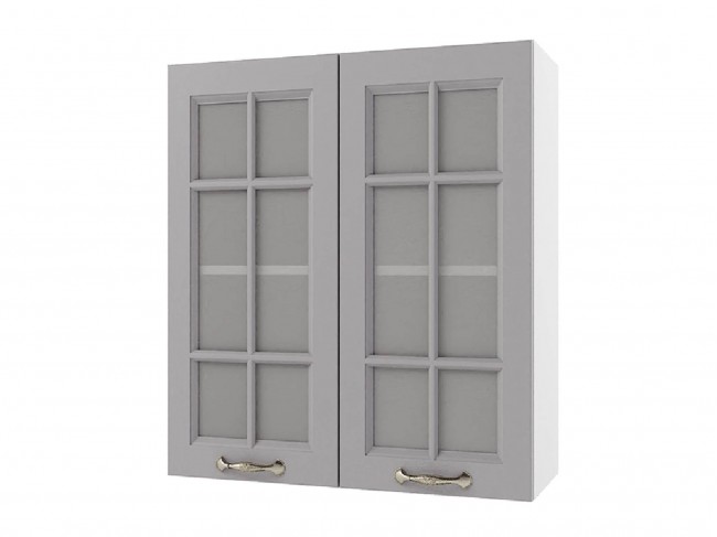 Шкаф навесной Мария со стеклом 600х720х300 Сталь/ Белый фото