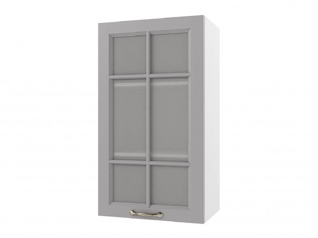 Шкаф навесной Мария высокий со стеклом 500х920х300 Сталь/ Белый фото