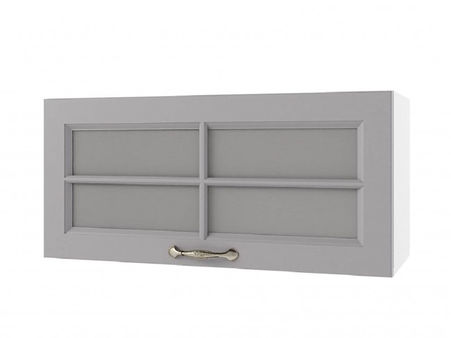 Шкаф навесной Мария горизонтальный со стеклом 800х360х300 Сталь/ фото