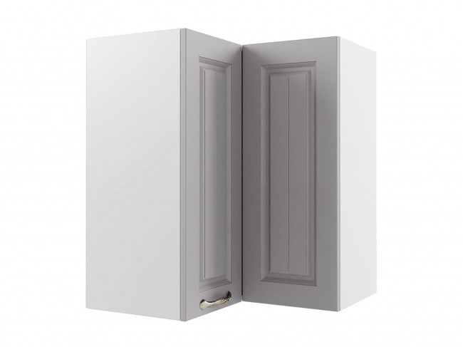 Шкаф навесной Мария угловой пенал 600х720х600 Сталь/ Белый фото