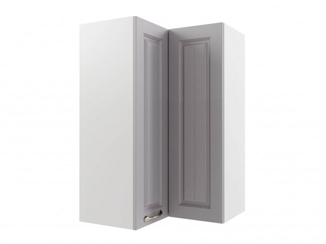 Шкаф навесной Мария угловой пенал высокий 600х920х600 Сталь/ Бел фото