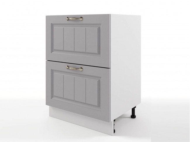 Шкаф напольный Мария с 2мя ящиками 600х820х476 Сталь/ Белый фото