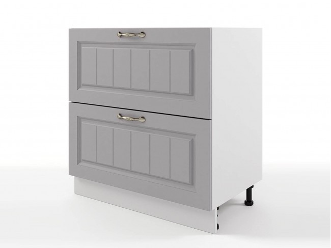 Шкаф напольный Мария с 2мя ящиками 800х820х476 Сталь/ Белый фото