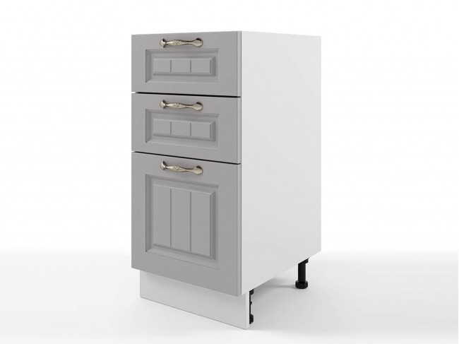 Шкаф напольный Мария с 3мя ящиками 400х820х476 Сталь/ Белый фото