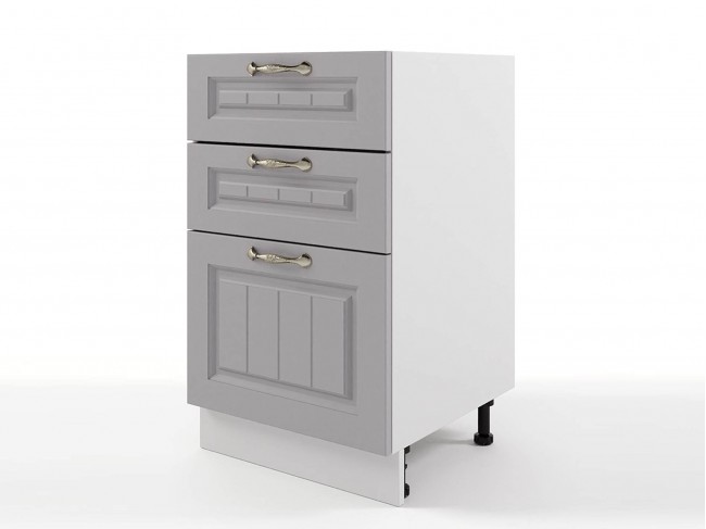Шкаф напольный Мария с 3мя ящиками 500х820х476 Сталь/ Белый фото