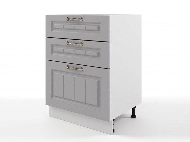 Шкаф напольный Мария с 3мя ящиками 600х820х476 Сталь/ Белый фото