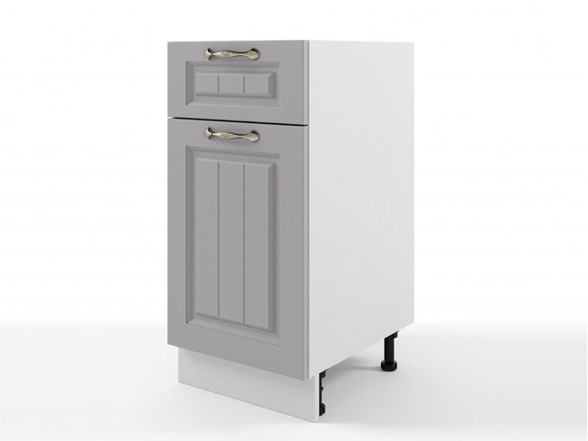 Шкаф напольный Мария с 1 ящиком 400х820х476 Сталь/ Белый фото