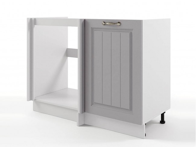 Шкаф напольный Мария угловой 890х820х476 Сталь/ Белый фото