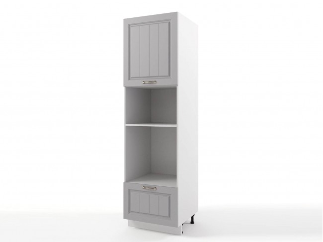 Шкаф-пенал напольный Мария с нишами 600х2140х576 Сталь/ Белый фото