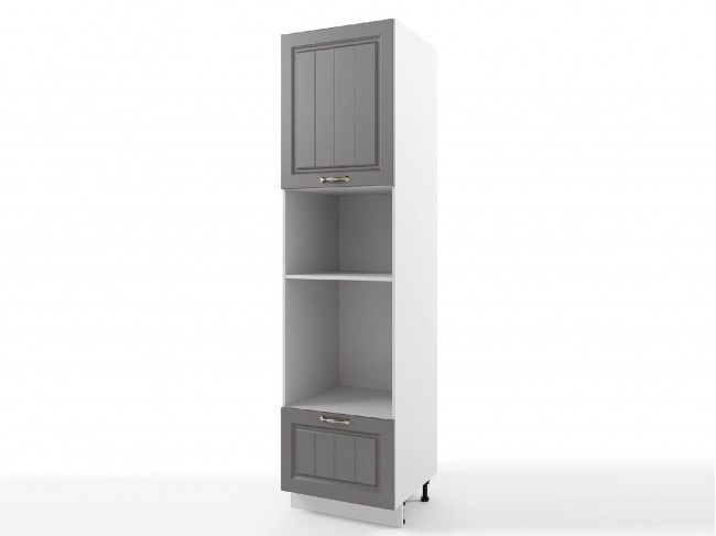 Шкаф-пенал напольный Мария с нишами 600х2140х576 Графит/ Белый фото