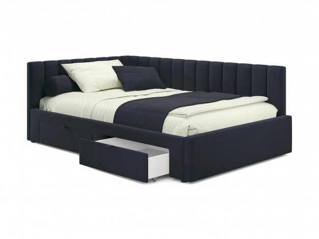 Мягкая кровать-тахта Milena 900 черная c ящиками фото