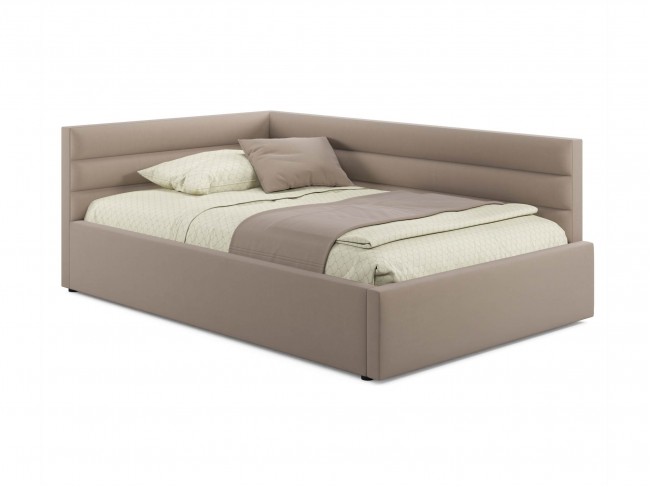 Мягкая кровать-тахта Aura 1200 светло-коричневый мокко с подъемн фото