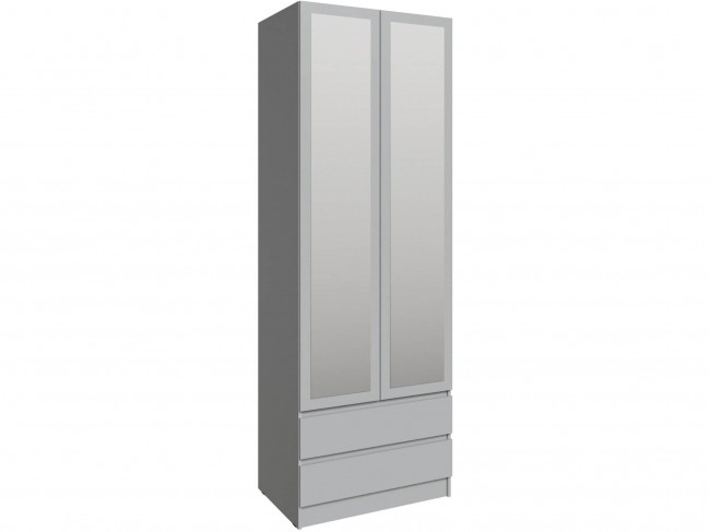 Шкаф Мадрид (0,8) с 2 ящ. без ручек с зеркалом, Камень серый фото