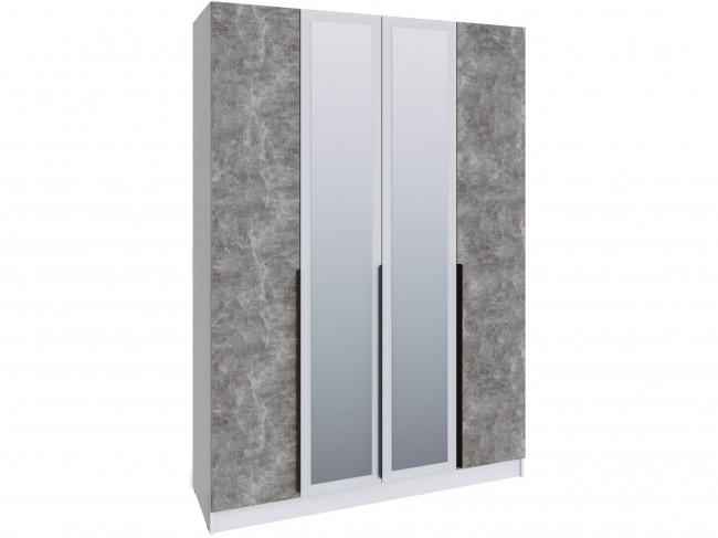 Шкаф Мадрид (1,6) с 6 ящ. внутри с зеркалом, Белый/Ателье светло фото