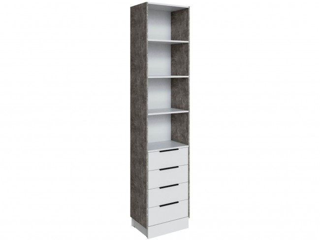 Шкаф Мадрид торцевой (0,35) с 4 ящ, Белый/Ателье светлое фото