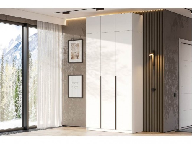 Даиго с антресолью белый текстурный комплектация 2 Шкаф фото