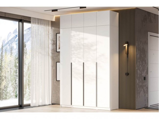 Даиго с антресолью белый текстурный комплектация 3 Шкаф фото