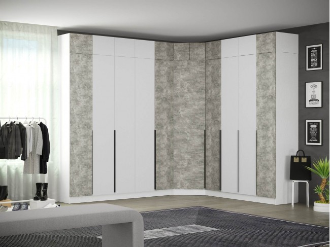 Шкаф Мадрид, композиция 18, Белый/Ателье светлое фото