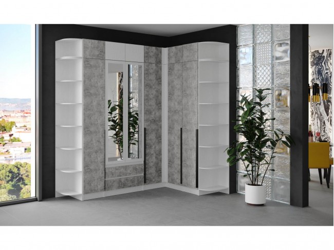 Шкаф Мадрид, композиция 19, Белый/Ателье светлое фото