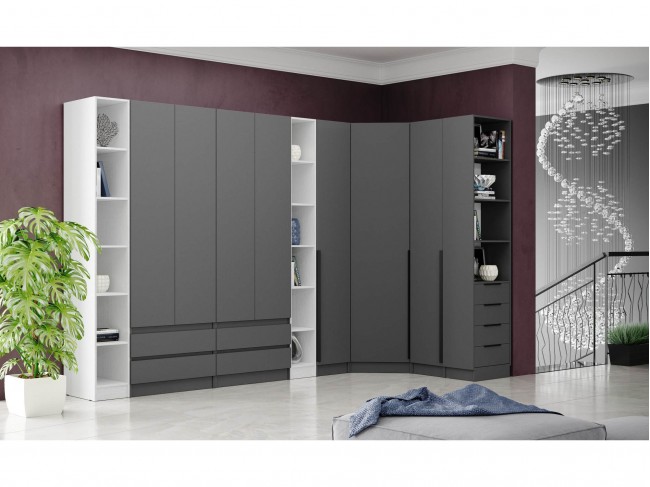 Шкаф Мадрид, композиция 20, Графит серый/Белый фото