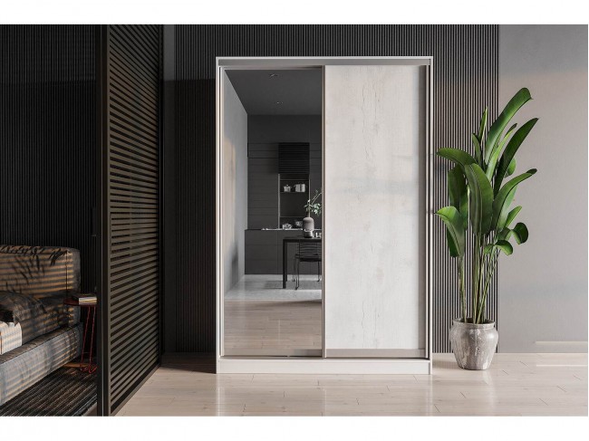 Шкаф-купе Мадрид, бетон пайн/белый фото